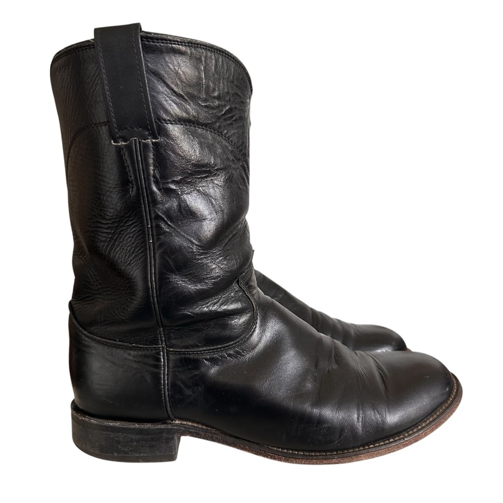 Justin Jackson Roper Black Leather Western Cowboy Boots 9.5EE